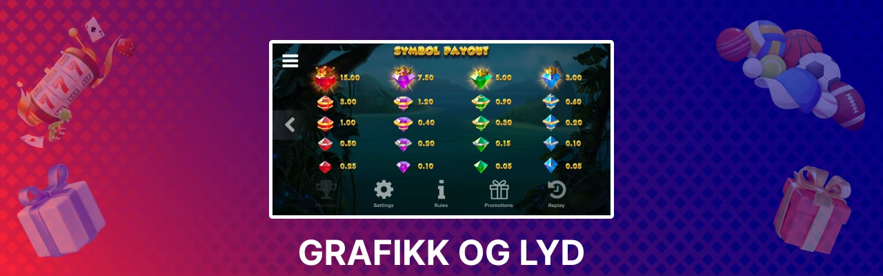Grafikk og lyd hos spilleautomaten pirots